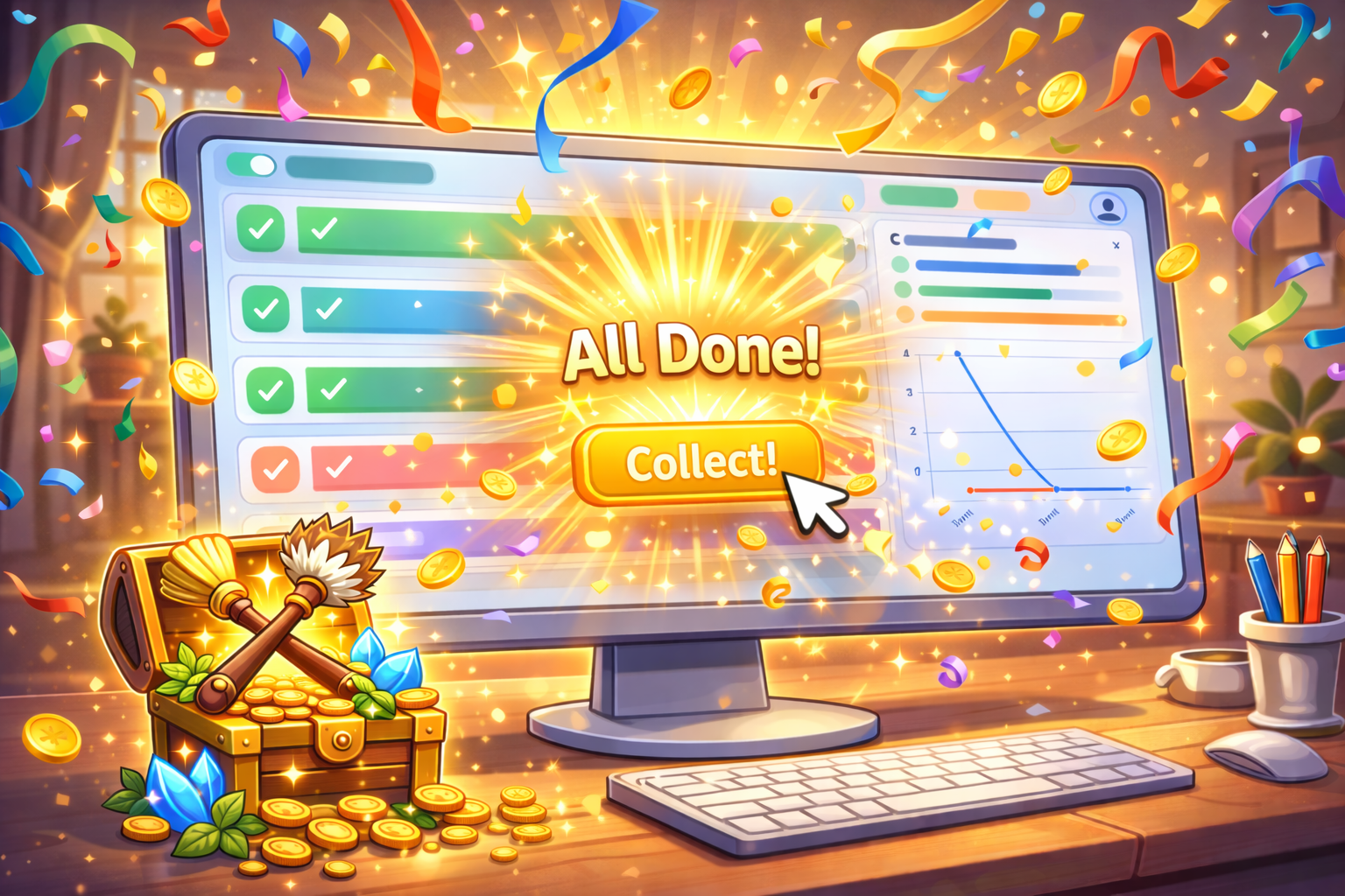 Family Chores celebration effects and rewards.